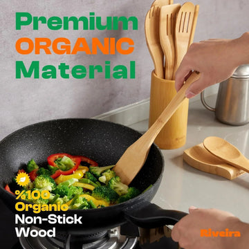 Bamboo Cooking Spoons 6-Piece Wooden Utensil Set